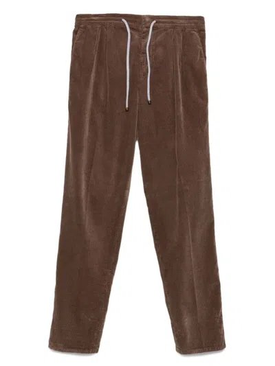 Brunello Cucinelli Brown Ribbed Drawstring Trousers Feature A Ribbed Texture