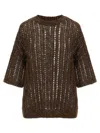 Brunello Cucinelli Sweater In Perforated Knit In Brown