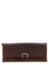 Brunello Cucinelli Tailored Clutch With Suede And Metal In Burgundy