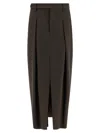 Brunello Cucinelli Brown Sartorial Curved Skirt In Brown