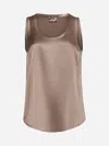 Brunello Cucinelli Women Brown Satin Reversible Top In Brown