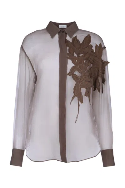 Brunello Cucinelli Brown Semi-transparent Shirt