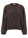 Brunello Cucinelli Sequin Cashmere Sweater Sweaters And Cardigans Brown In Brown