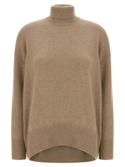 BRUNELLO CUCINELLI BROWN SEQUIN SWEATER