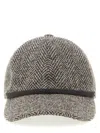 Brunello Cucinelli Bead-embellished Herringbone Wool-blend Tweed Cap In Gray
