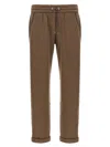 Brunello Cucinelli Cotton-silk Blend Joggers With Side Monile Detail In Brown