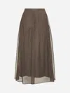 Brunello Cucinelli Women Brown Shiny Waistband Pleated Midi Skirt
