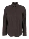 Brunello Cucinelli Brown Shirt With Classic Collar And Dropped Shoulders In Cotton Blend Woman In Brown