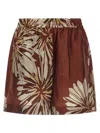 Brunello Cucinelli Women Silk Twill Shorts With Floral Print And Elasticated Waistband In Multi