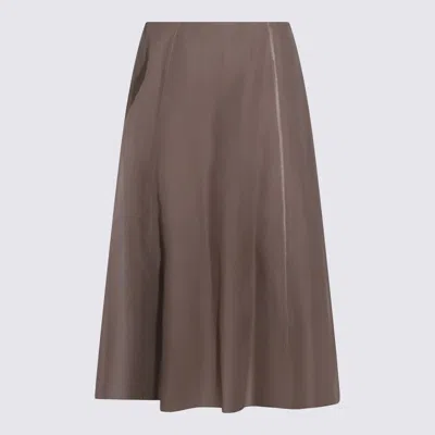 Brunello Cucinelli Brown Silk Skirt In Blue