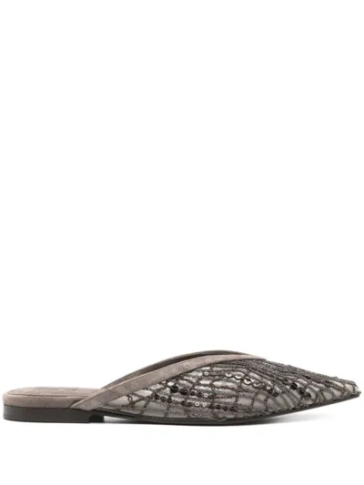 BRUNELLO CUCINELLI BROWN SLIP ON MULES