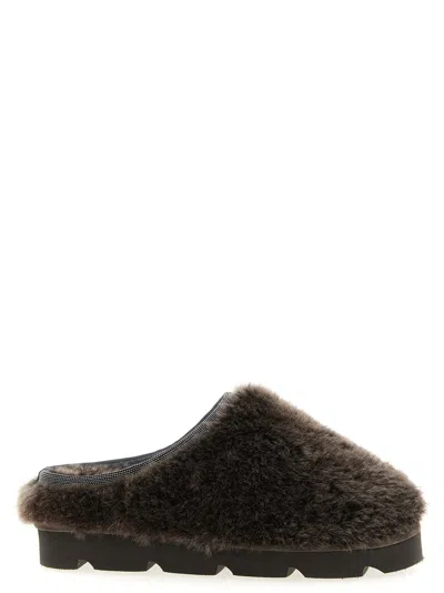 Brunello Cucinelli Brown Slip On Mules