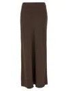 Shop Brunello Cucinelli Brown Slit Skirt