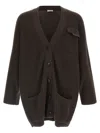 Brunello Cucinelli Longline Cashmere Cardigan Featuring Pockets In Brown
