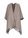 Brunello Cucinelli Brown Sparkling Flannel Reversible Poncho In Animal Print