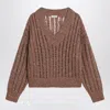 Brunello Cucinelli Dazzling Silk And Linen Openwork Rib Sweater