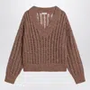 Brunello Cucinelli Dazzling Silk And Linen Openwork Rib Sweater