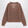 Brunello Cucinelli Dazzling Silk And Linen Openwork Rib Sweater
