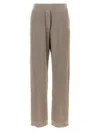 Brunello Cucinelli Loose Flared Trousers In Sparkling Twill Linen With Monile In Brown