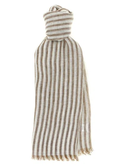 Brunello Cucinelli Brown Sparkling Stripes Scarf In Multi