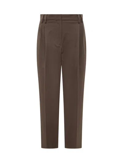 Brunello Cucinelli Brown Straight Flat Front Pants