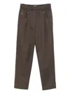 Brunello Cucinelli Baggy Pull-on Trousers In Stretch Cotton Cover With Shiny Bartack In Brown