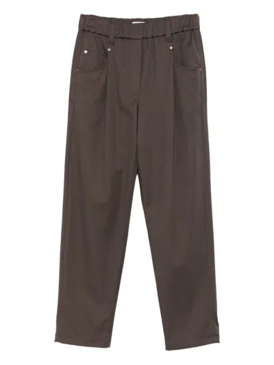 Brunello Cucinelli Brown Stretch Cotton Trousers