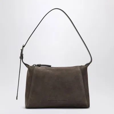 Brunello Cucinelli Brown Suede Bag With Monile