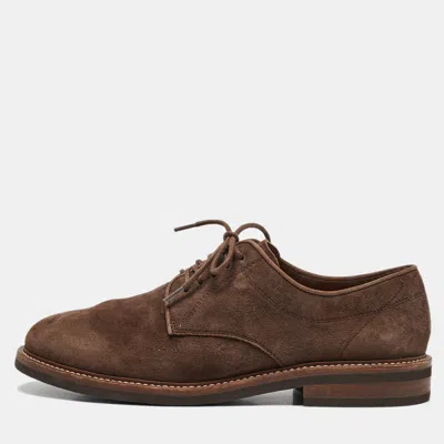 Pre-owned Brunello Cucinelli Brown Suede Beaver Lace Up Derby Size 41