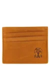 Brunello Cucinelli Brown Suede Card Holder With Embossed Logo In Brown