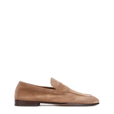 Brunello Cucinelli Brown Suede Leather Loafers