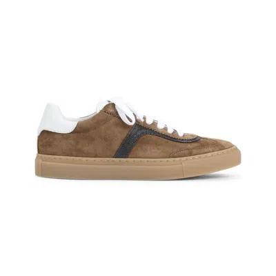 Brunello Cucinelli Suede Luxe Sneakers Rubber Sole In Neutral