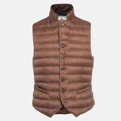 Pre-owned Brunello Cucinelli Brown Synthetic Quilted Puffer Vest L