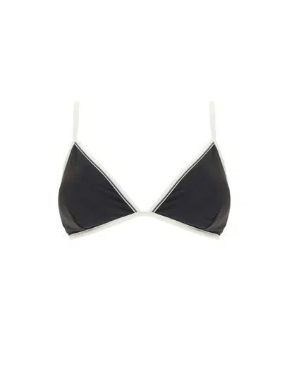 Brunello Cucinelli Brown Techno Jersey Bikini Top In Black
