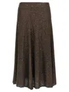 Brunello Cucinelli Texture Dazzling Midi Skirt With Sequined Finish In Brown