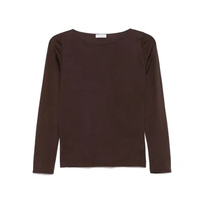 BRUNELLO CUCINELLI BRUNELLO CUCINELLI BROWN TOPS - T-SHIRTS & JERSEYS WOMEN