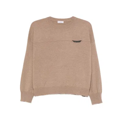 BRUNELLO CUCINELLI BRUNELLO CUCINELLI BROWN TOPS - T-SHIRTS & JERSEYS WOMEN