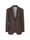 Brunello Cucinelli Brown Twill Single-breasted Blazer In Brown