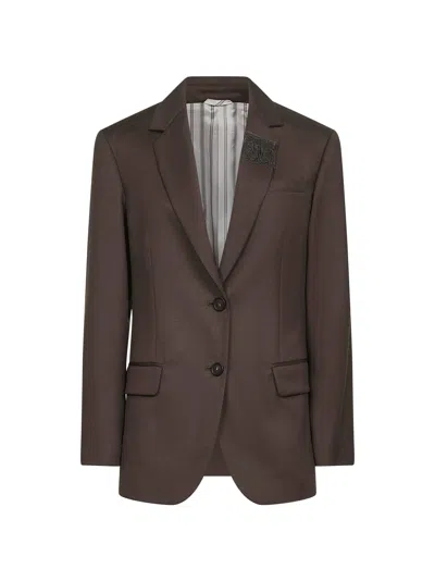 Brunello Cucinelli Brown Twill Single-breasted Blazer
