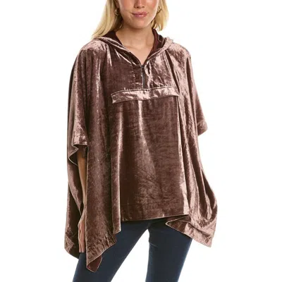 Brunello Cucinelli Brown Velvet Hooded Poncho Top In ["brown"]