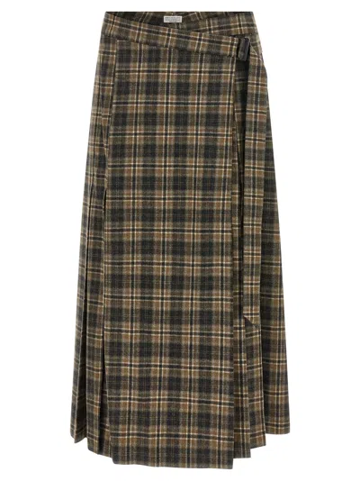 Brunello Cucinelli Brown Virgin Wool Mini Women's Skirt