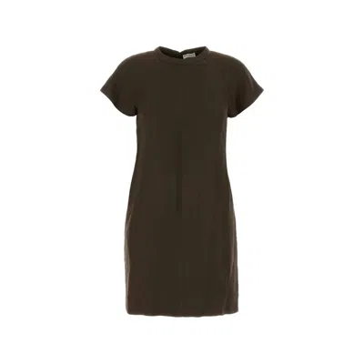 Brunello Cucinelli Raglan-sleeve Mini Dress In Brown