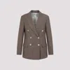 Brunello Cucinelli Brown Viscose Double-breasted Blazer In Brown