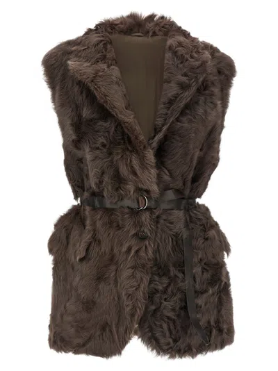 BRUNELLO CUCINELLI BROWN WAVY JACKET