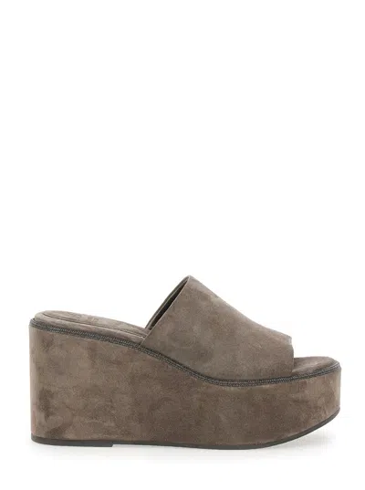 Brunello Cucinelli Brown Wedges With Almond Toe