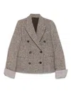 Brunello Cucinelli Double-breasted Wool Short Coat Clothing In Brown