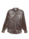 Brunello Cucinelli Metallic-effect Button-down Shirt In Brown