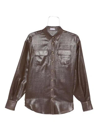 Brunello Cucinelli Brown Wool Blend Shirt