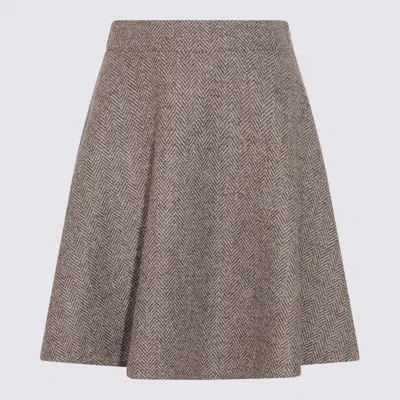 Brunello Cucinelli Brown Wool Mini Skirt In Neutral