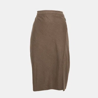 Pre-owned Brunello Cucinelli Brown Wool Pencil Skirt L